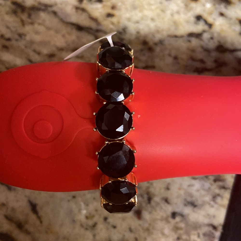 Black gemstone bangle bracelet